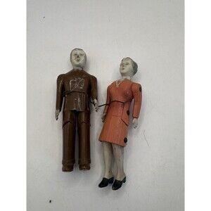 Vintage Renwal Mother #43 & Father #44 Man and Woman Dollhouse Dolls